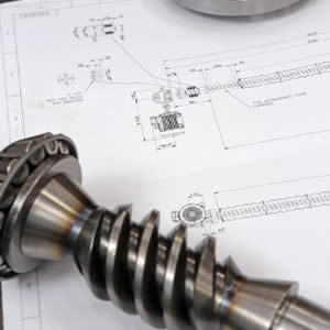 worm screw and technical drawing