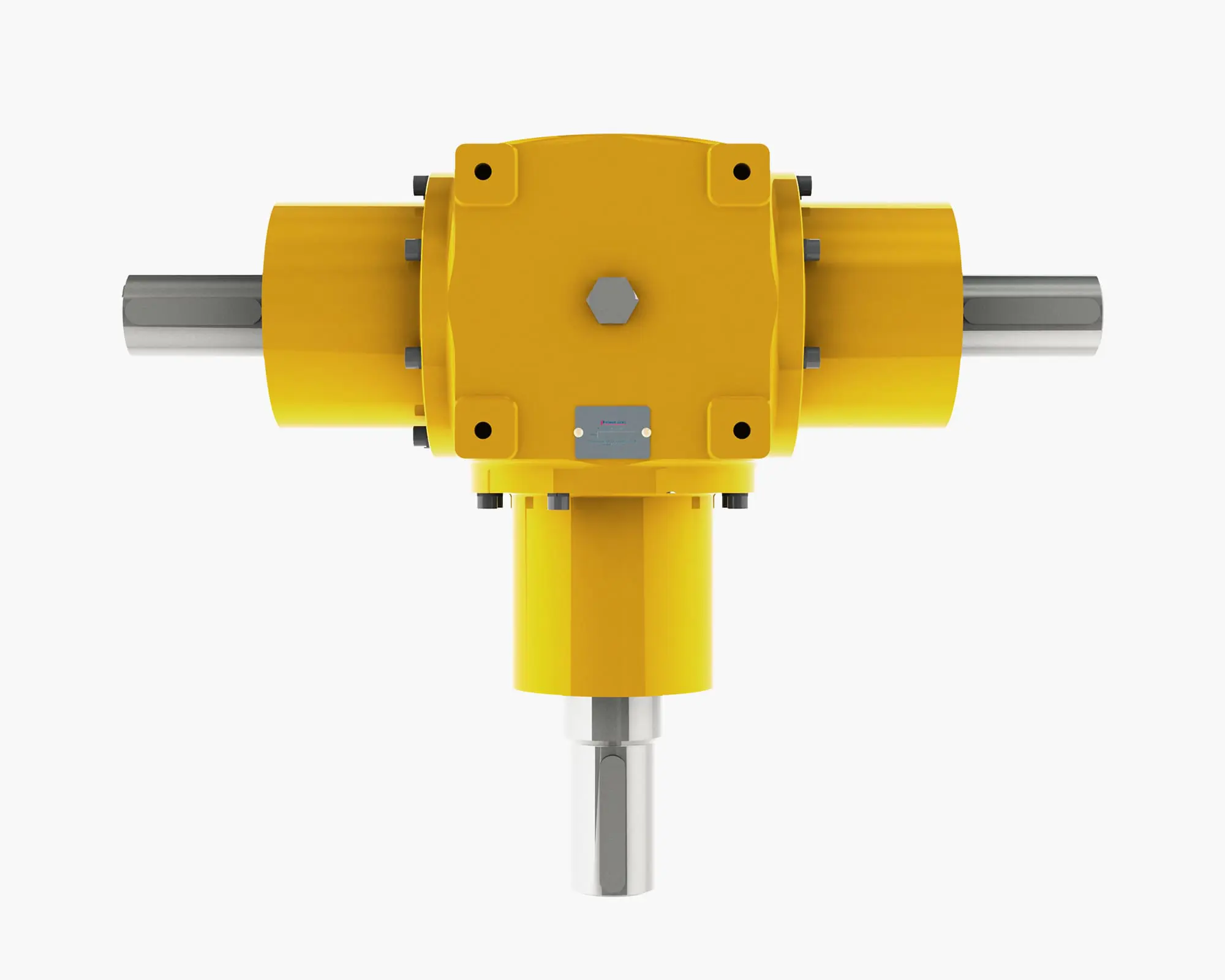 Range-U Subsea Bevel Gearbox, Solid Shaft, 3-Way, Plan View