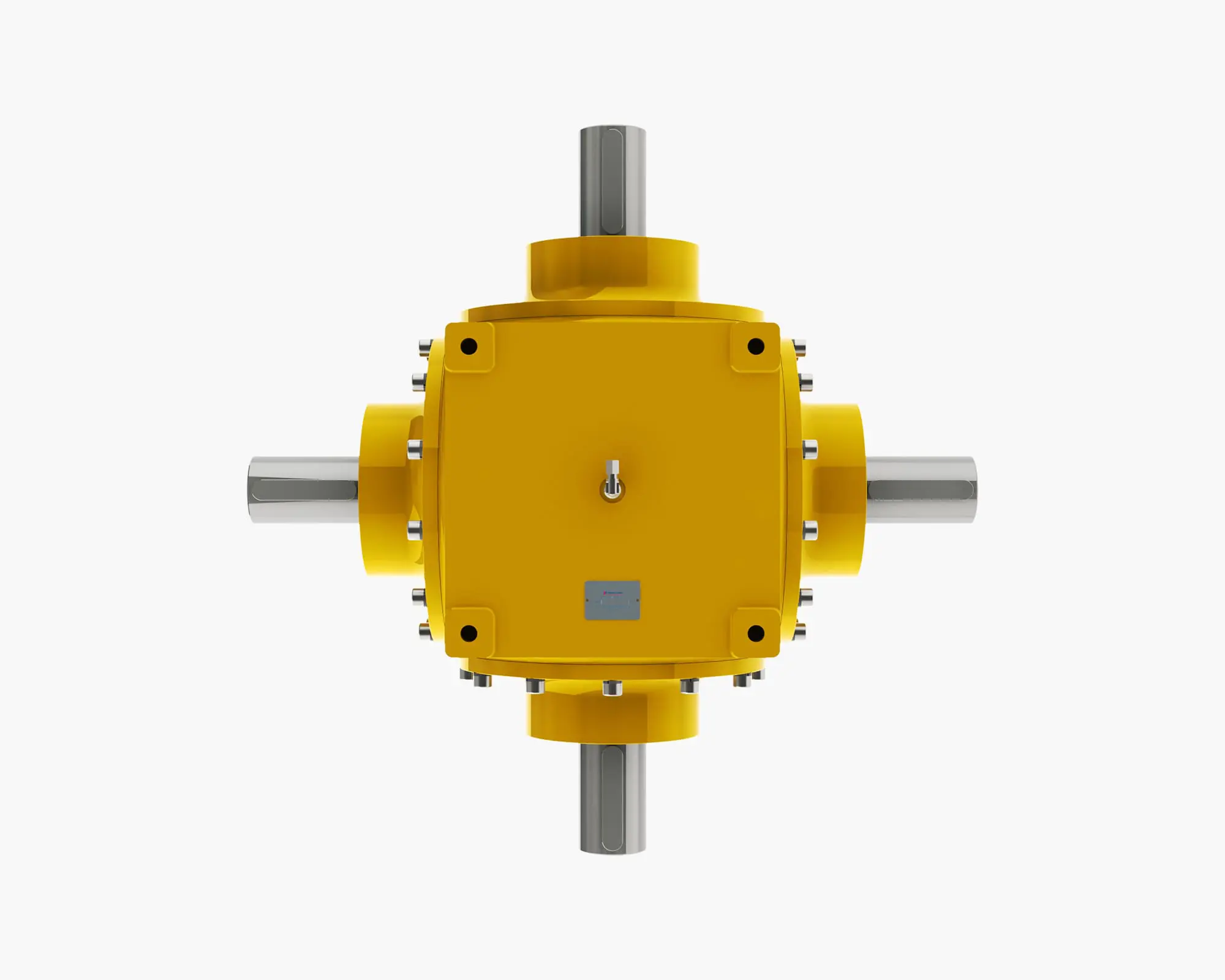 Range-U Subsea Bevel Gearbox, Solid Shaft, 4-Way, Plan View