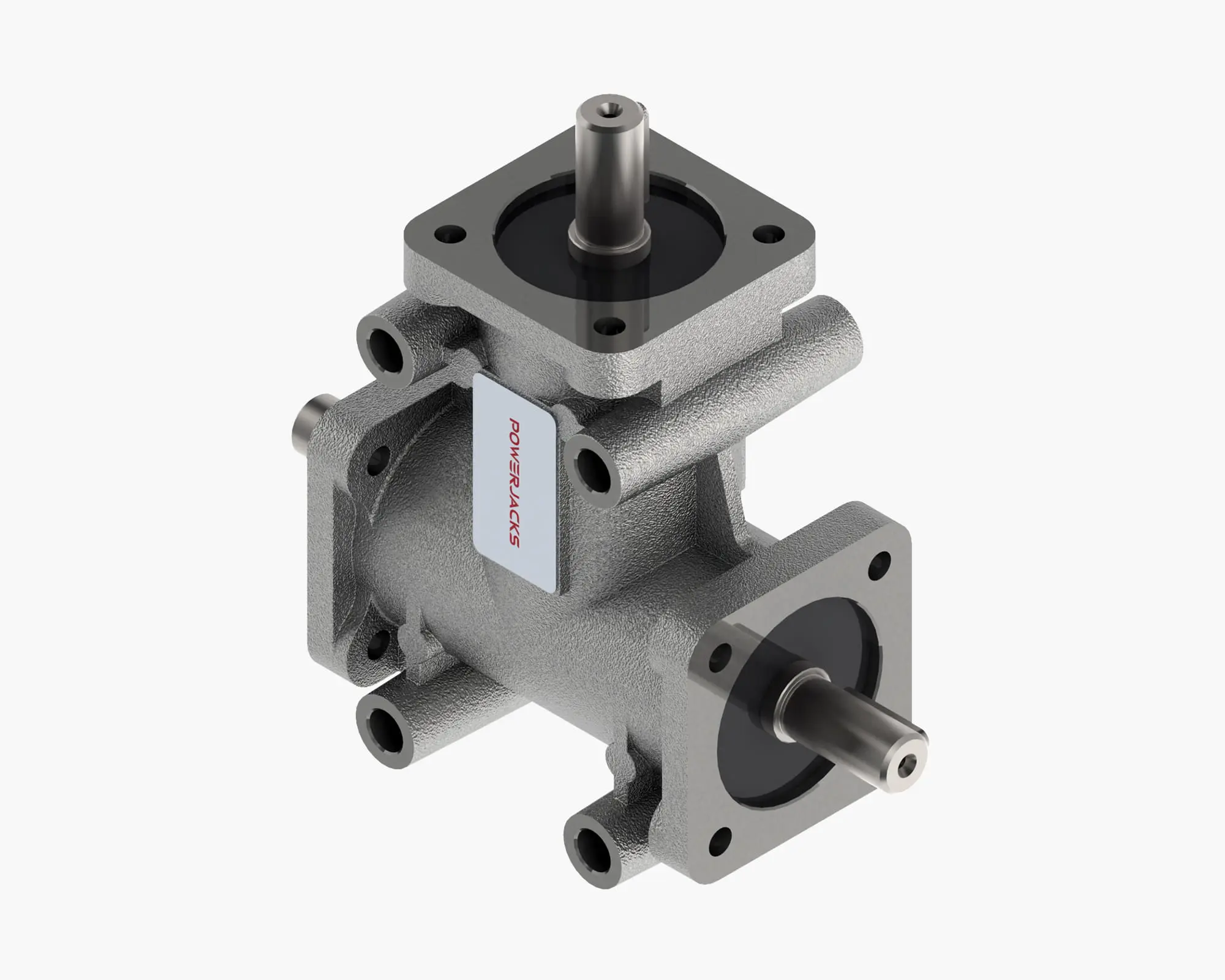 Range-P Bevel Gearbox, 2000 Series, 3-Way, Solid Shaft