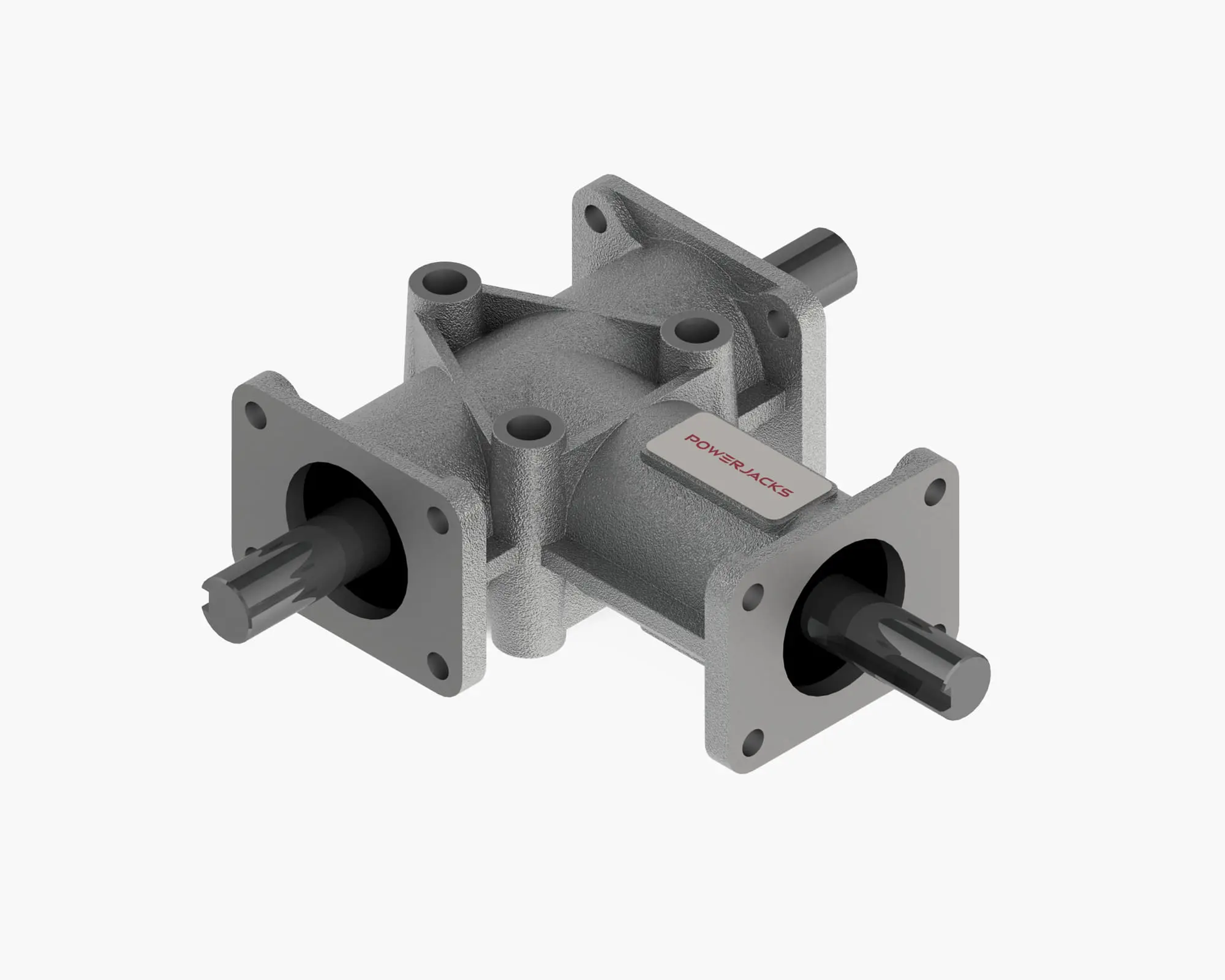 Range-P Bevel Gearbox, 4000 Series, 3-Way, Solid Shaft