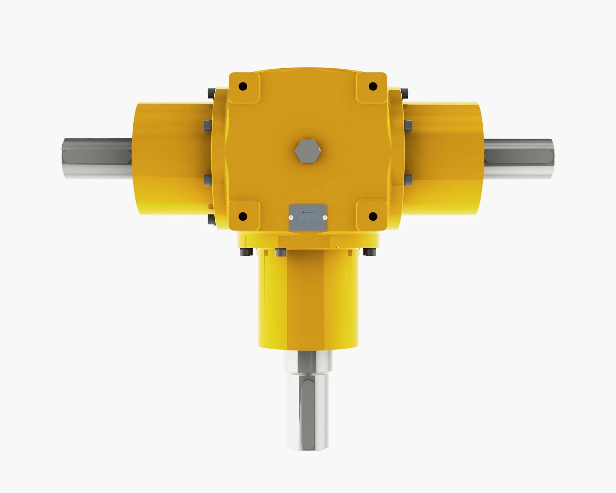 Range-U Subsea Bevel Gearbox, Solid Shaft, 3-Way, Plan View