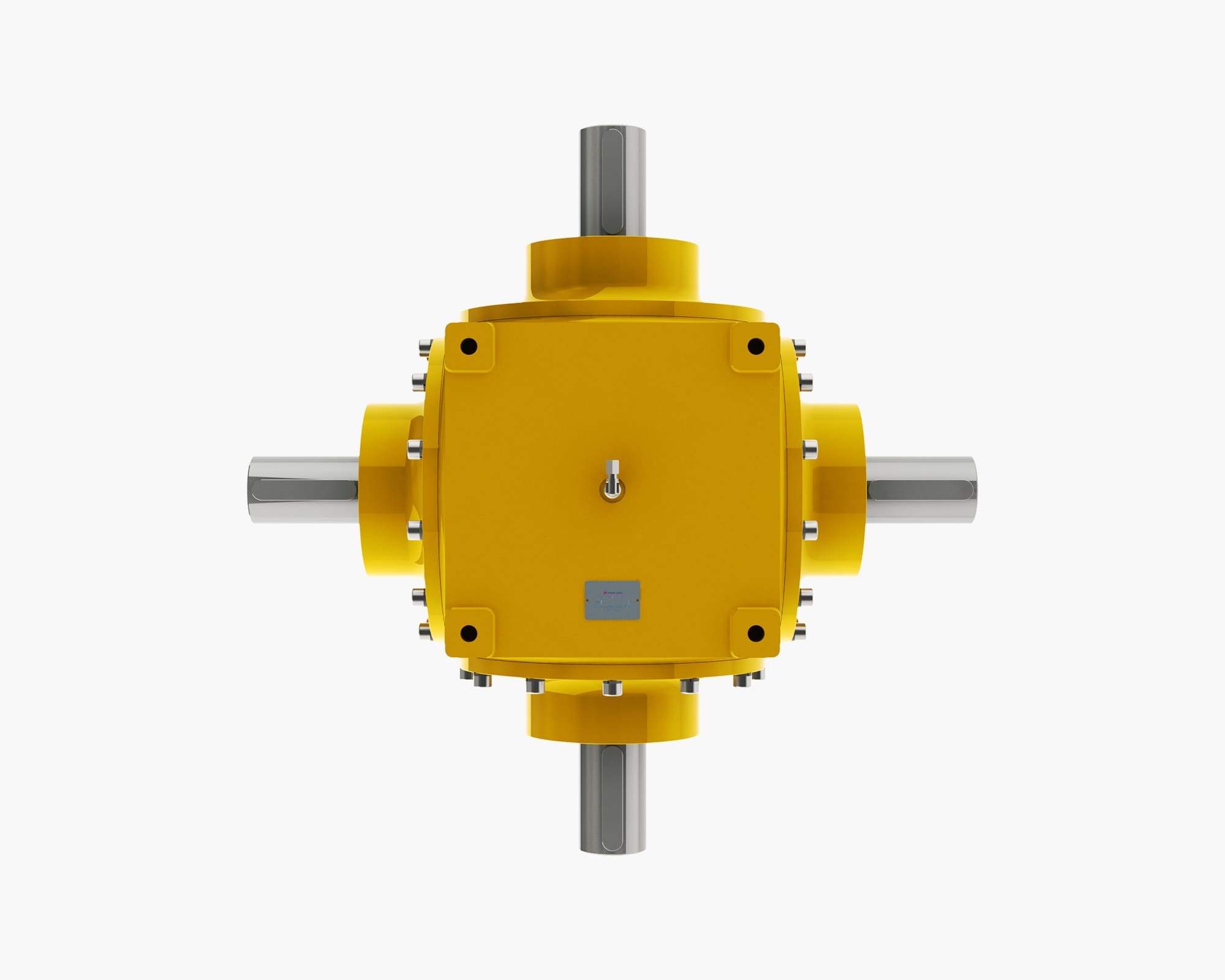 Range-U Subsea Bevel Gearbox, Solid Shaft, 4-Way, Plan View