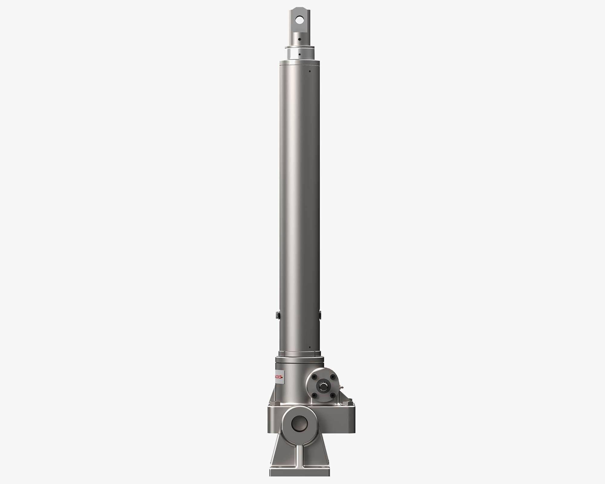 POWERAM Electric Linear Actuator, Stainless Steel, Clevis, Trunnion with Feet, Side View